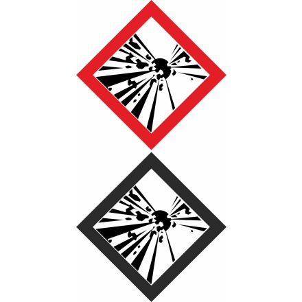 GHS bárca matrica GHS01 Robbanó- és robbanásveszélyes anyagok műa. matrica 100x100 mm