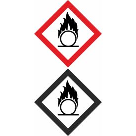   GHS bárca matrica GHS03 Oxidáló gáz vagy folyadék műa. matrica 100x100 mm
