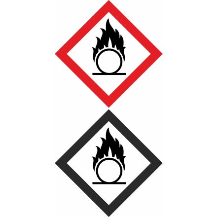 GHS bárca matrica GHS03 Oxidáló gáz vagy folyadék műa. matrica 100x100 mm