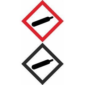   GHS bárca matrica GHS04 Veszélyes anyagok-gázok műa. matrica 100x100 mm