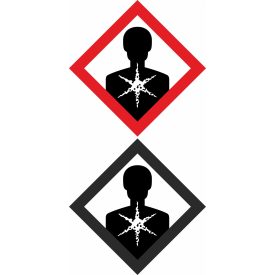   GHS bárca matrica GHS08 Rákkeltő, egészségre veszélyes anyagok műa. matrica 100x100 mm