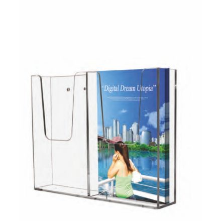 Álló fali szórólaptartó LA4 (99x210 mm) szórólap részére, 2 rekeszes