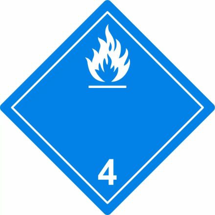ADR bárca matrica 4.3 osztály Vízzel érintkezve gyúlékony gázokat fejlesztő anyagok, műa. matrica 100x100 mm