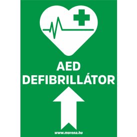   AED defibrillátor előre elsősegély matrica, elsősegély tábla