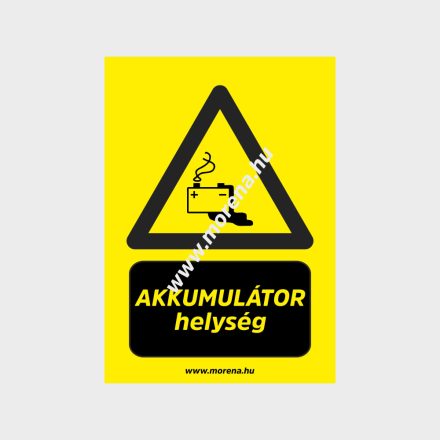Akkumulátor helység figyelmeztető tábla, matrica