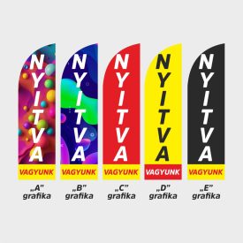   Nyitva vagyunk Beach-flag/Strandzászló nyomat (RUDAZAT nélkül)