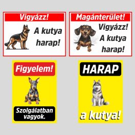 Harapós kutya táblák, matricák