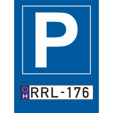 Egyedi rendszámos parkoló tábla, matrica