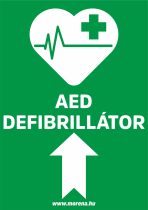  AED defibrillátor előre elsősegély matrica, elsősegély tábla