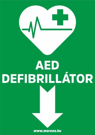 AED defibrillátor ITT elsősegély matrica, elsősegély tábla