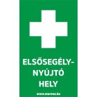 Elsősegély nyújtó hely elsősegély matrica, elsősegély tábla