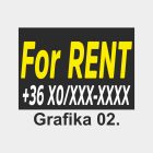 For RENT tábla, matrica, molinó