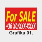 For SALE tábla, matrica, molinó