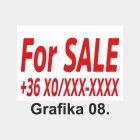 For SALE tábla, matrica, molinó