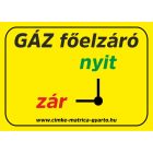 Gáz főelzáró tábla, öntapadó matrica