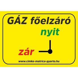 Gáz főelzáró tábla, öntapadó matrica