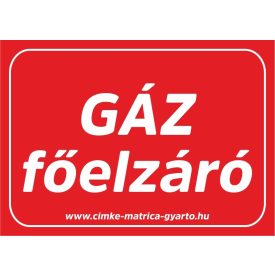 Gáz főelzáró tábla, öntapadó matrica
