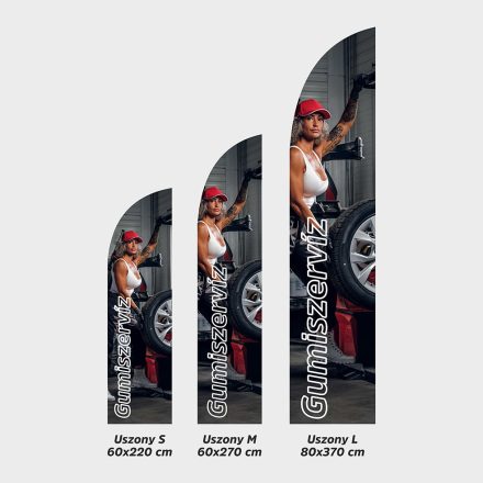 Gumiszervíz Beach-flag/Strandzászló nyomat (RUDAZAT nélkül)