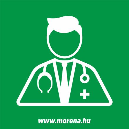 Orvosi rendelő elsősegély matrica, elsősegély tábla