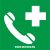Segélyhívó telefon elsősegély matrica, elsősegély tábla