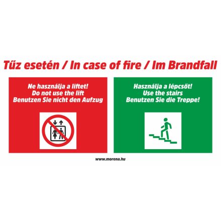 Tűz esetén-In case of fire-Im Brandfall tűzvédelmi matrica, tűzvédelmi tábla