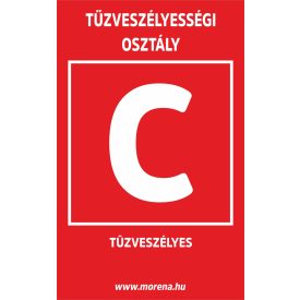   Tűzveszélyességi osztály "C" tűzvédelmi matrica, tűzvédelmi tábla
