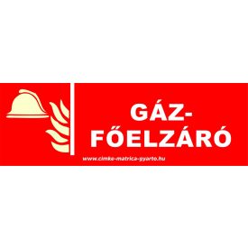 UTÁNVILÁGÍTÓ gáz főelzáró tábla, öntapadó matrica